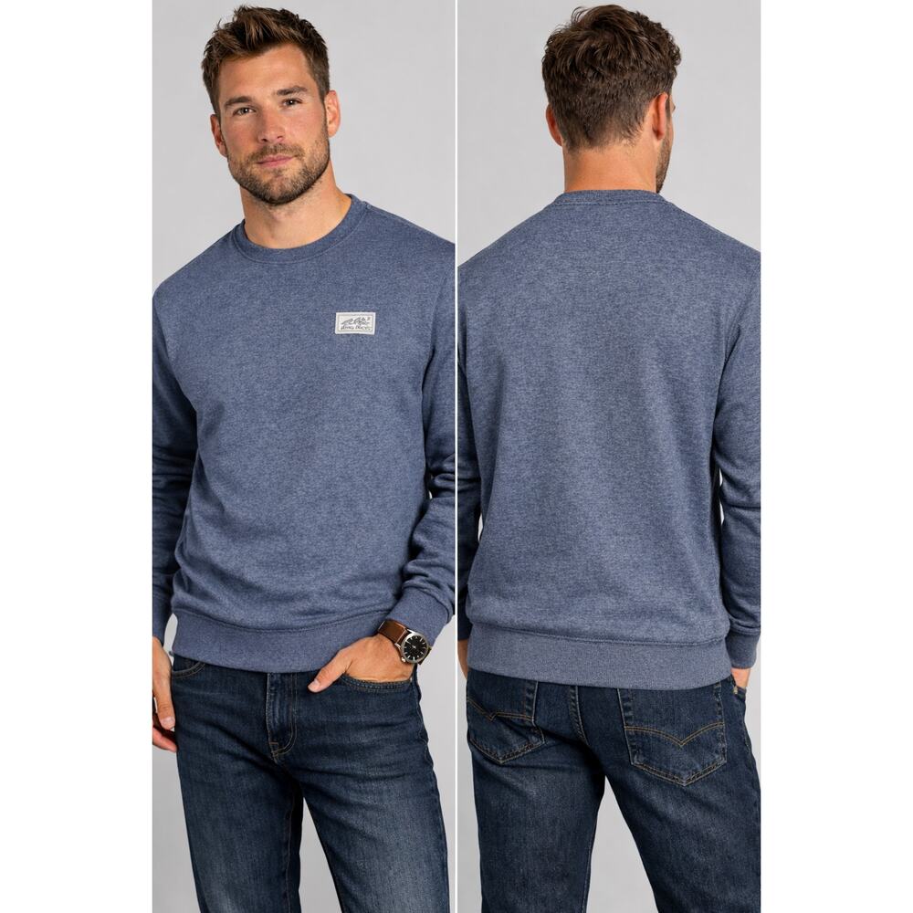 Eddie Bauer Crewneck Sweatshirt Blue Logo Patch Men's Small NWT - HEAVYWEIGHT